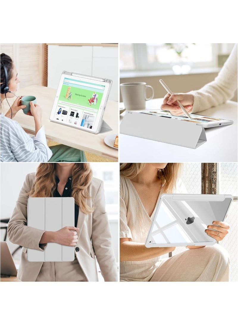 فكرة حافظة هجينة متوافقة مع iPad من الجيل التاسع/الثامن/السابع (طراز 2021/2020/2019، 10.2 بوصة) - غطاء مقاوم للصدمات مع غلاف خلفي شفاف وممسك أقلام، وظيفة الاستيقاظ/السكون التلقائي - Image 5